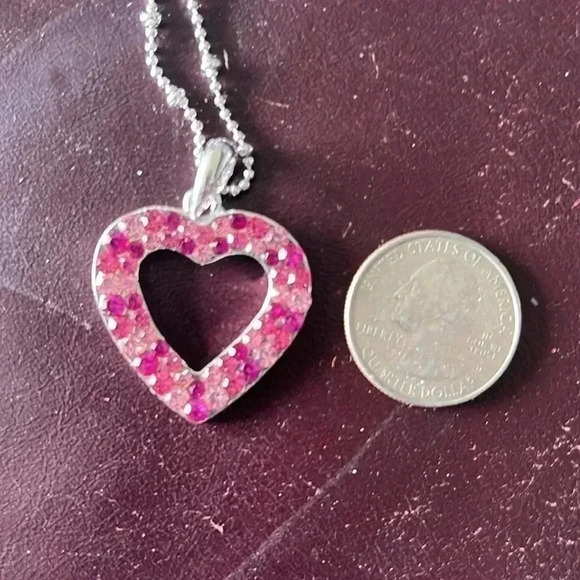 Cookie Lee Australian Light Pink Dark Pink Crystal Pendant on Silver Tone Chain - Picture 10 of 12